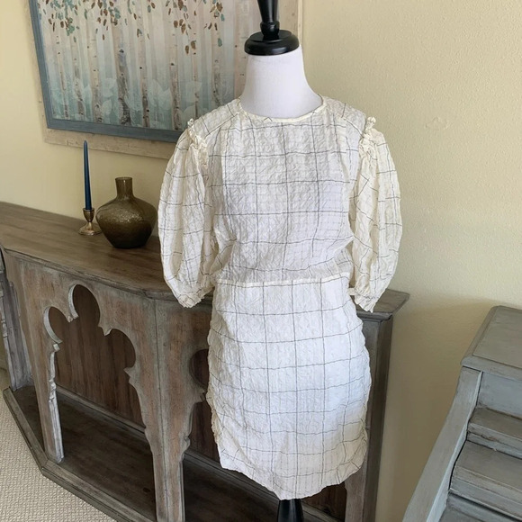 New Isabel Marant Adelaide Organza Dress Ecru NWT Designer Bohemian Women’s 12 - Picture 6 of 12